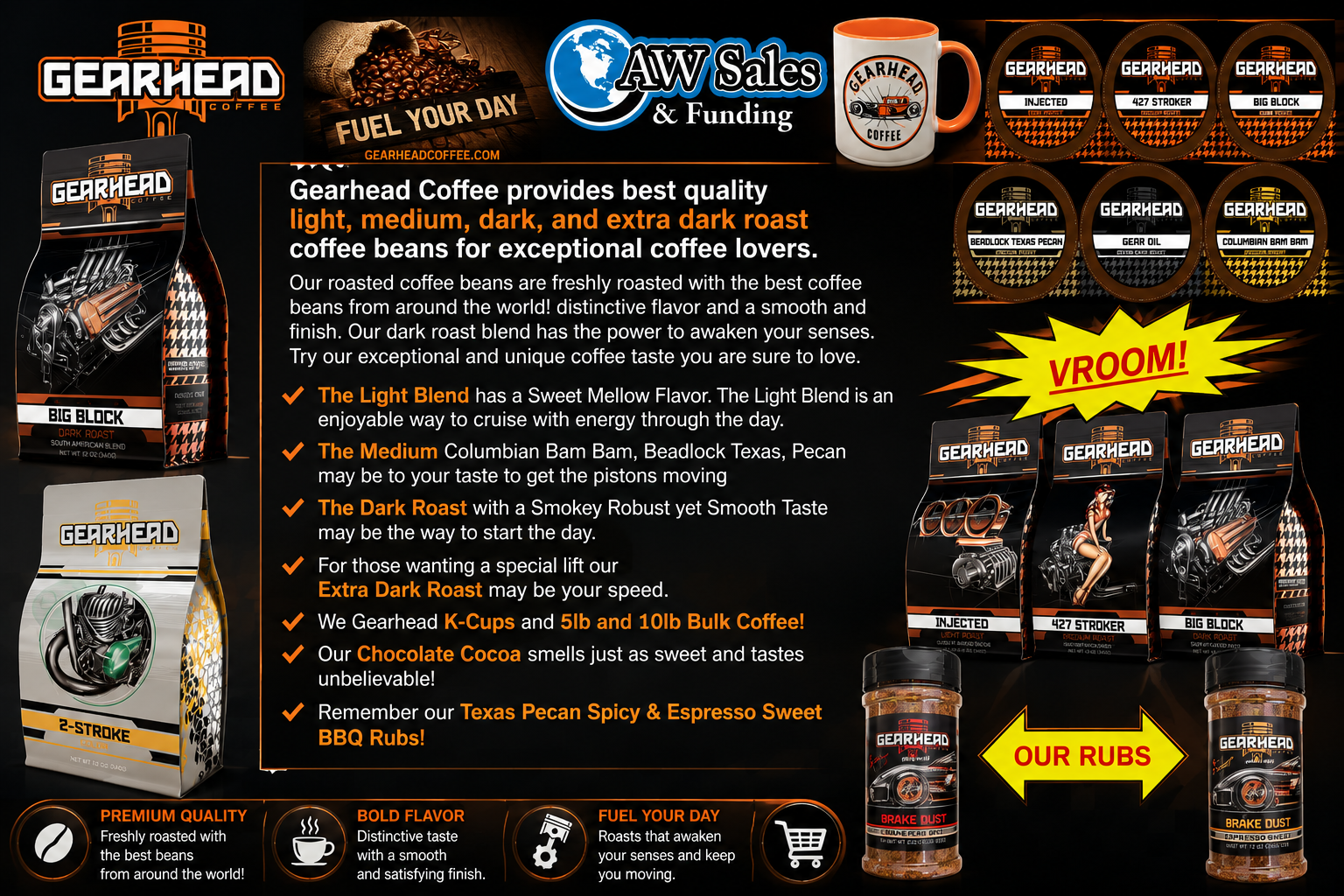 Gearhead Coffee brand product lineup